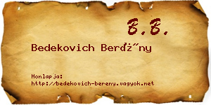 Bedekovich Berény névjegykártya